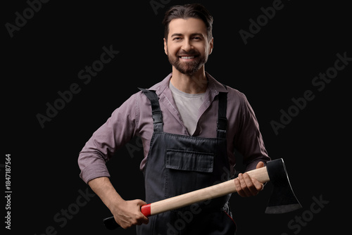 Handsome lumberjack with ax...