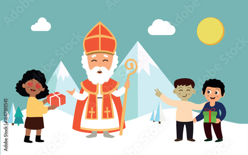 Flat design Saint Nicholas day concept