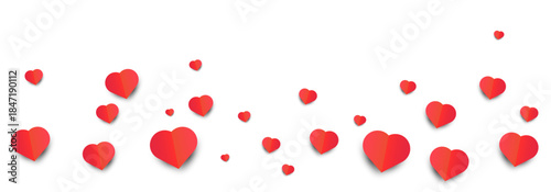 Flying hearts with a paper effect on a transparent PNG background. Illustration for Valentine's Day, Mother's Day, wedding themes, romantic banners, web design, and social media visuals.