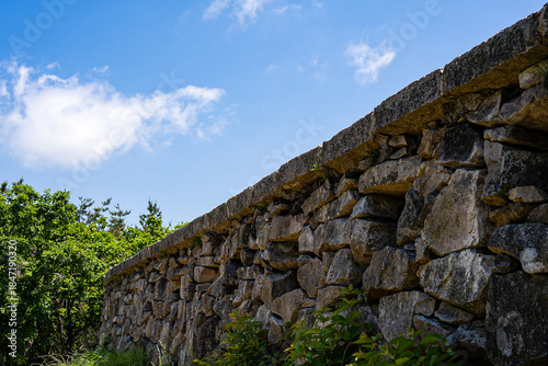 Quadro em tela Korean Fortress Stone Wall Blue Sky Low Angle Summer