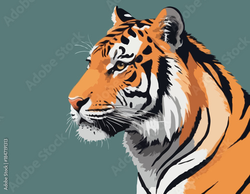tiger illustration in brush stroke painting,