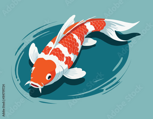 koi in illustration in brush stroke painting
