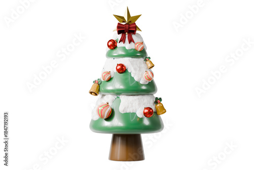 Wallpaper Mural 3d christmas tree icon. christmas celebration concept. minimal cartoon decorated winter tree ornament for holiday advertising. isolated on white background. 3d render. Torontodigital.ca