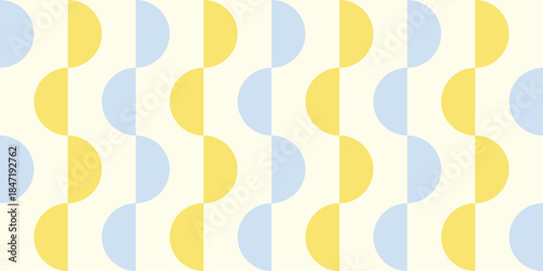 Blue and yellow pastel half circle geometric pattern