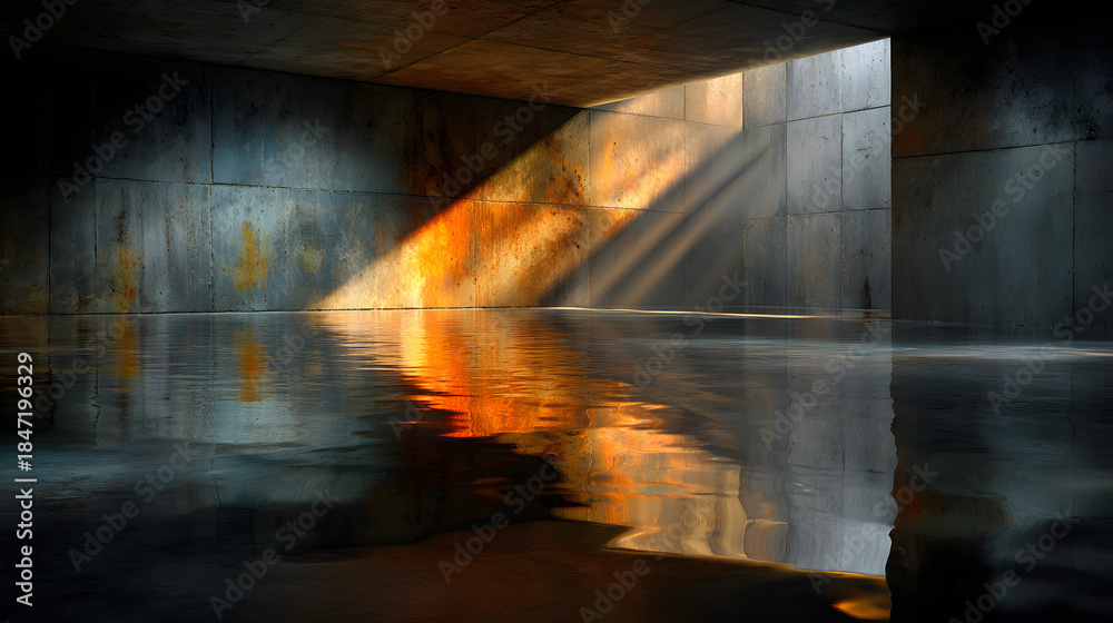 Obraz premium Abstract reflection of light on smooth concrete wall 