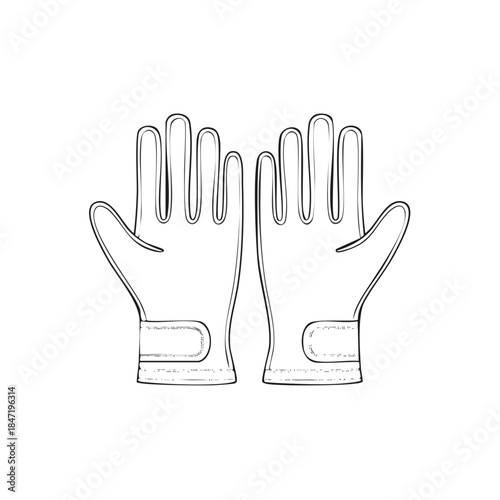 Pair of Protective Gloves Outline Sketch for Cold Weather Hand Protection