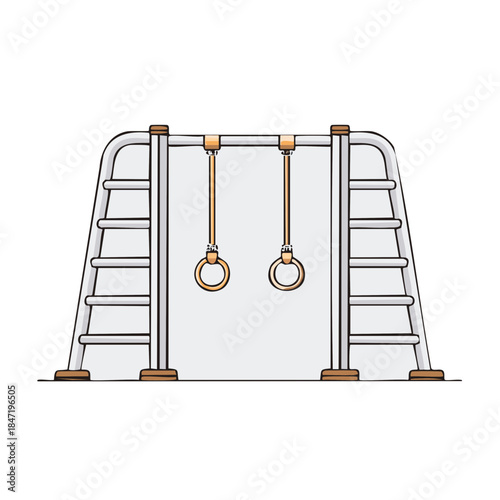 Gymnastic Rings and Ladder Structure for Fitness in Sport Athletic Activities