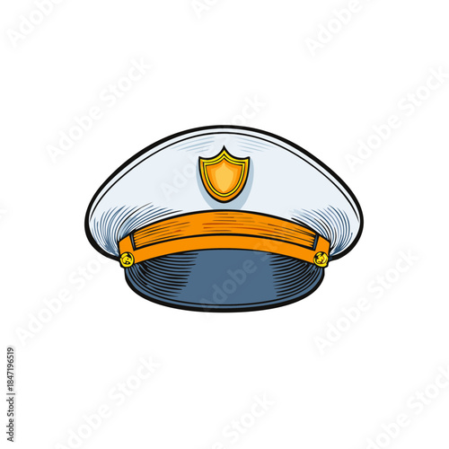 Illustrated Peaked Cap for Mariner Skipper or Sea Captain Marine Apparel