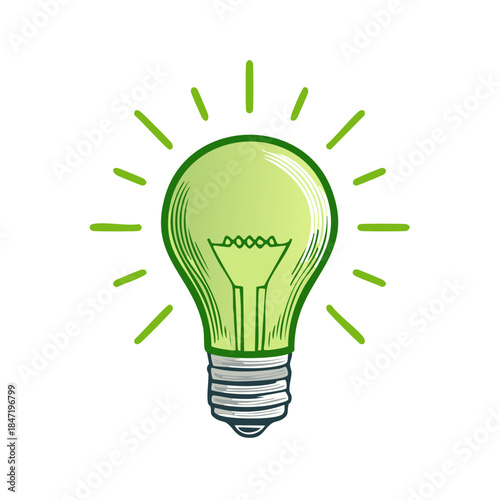 Green energy lightbulb concept illustration depicting sustainable resources and eco-friendly power sources for environment protection
