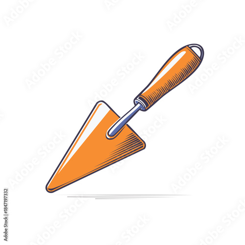 Illustration of a trowel for the garden and construction, equipment tool