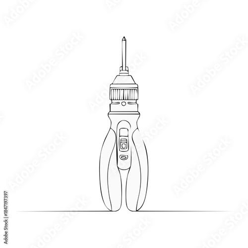 Screwdriver Tool Line Art Handyman Repair Appliance Isolated Vector Illustration
