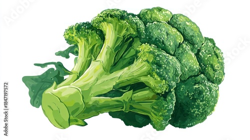 Fresh green broccoli vegetable illustration isolated on white background