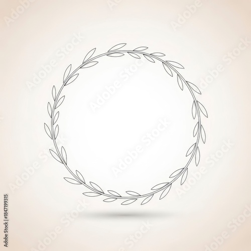 Elegant Hand-Drawn Laurel Wreath Border Design on Soft Beige Background.