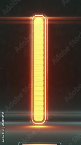 A glowing vertical bar with a vibrant yellow-orange fill representing progress or energy levels.
