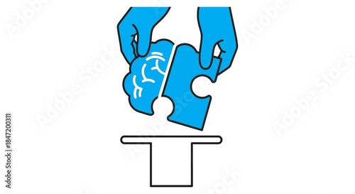 brain puzzle pieces held by hands dropping into suggestion box creative idea collection and crowdsourcing concept for innovation projects