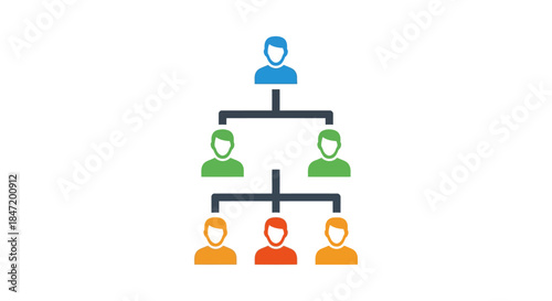 flat vector organizational chart icon showing business hierarchy of manager and team members concept for leadership hr structure design