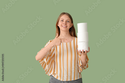 Young woman with toilet pap...