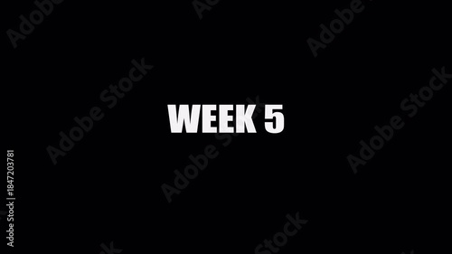 Week 1 to week 52 text animation scrolling upward yearly timeline