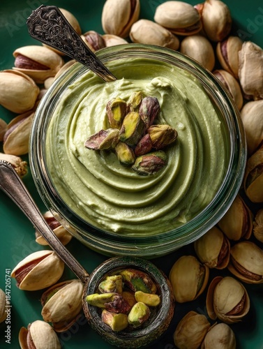 Pistacho en crema o mantequilla cremosa y deliciosa, fruto seco de gran valor nutricional.