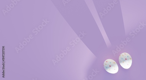 Shadows and painted eggs suggest Easter bunny