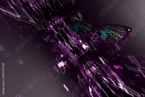 3d render of glasses with ai circuits showing in lenses