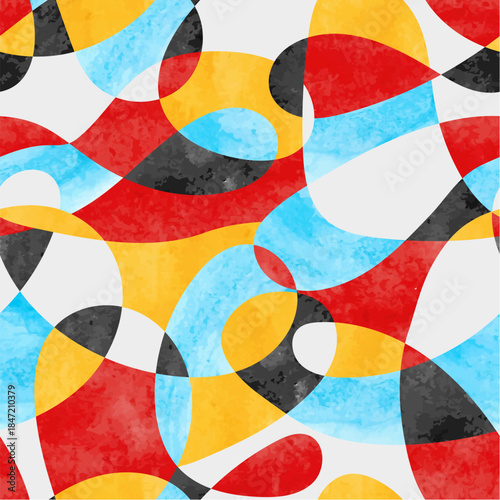Abstract colourful pattern with geometric shapes. Vector watercolor background