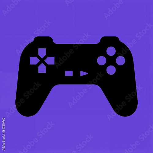 Video game controller design in simple black shape in color: soft blue