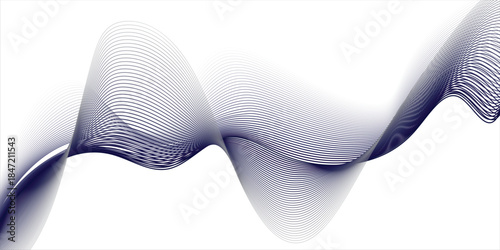 Dark blue wavy lines on a white background, a calm and dynamic abstract artwork featuring flowing energy and geometric precision for design and technology projects.
