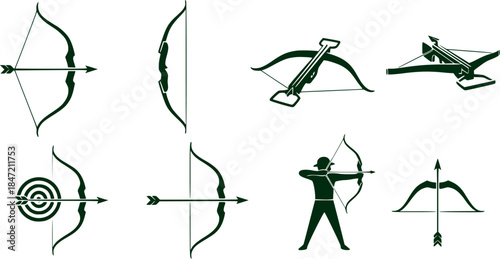 Bow icon vector set. archer illustration sign collection. archery symbol. bowman logo.
