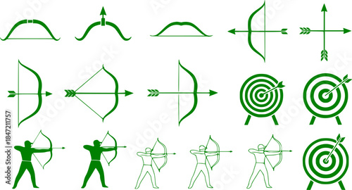 Bow icon vector set. archer illustration sign collection. archery symbol. bowman logo.
