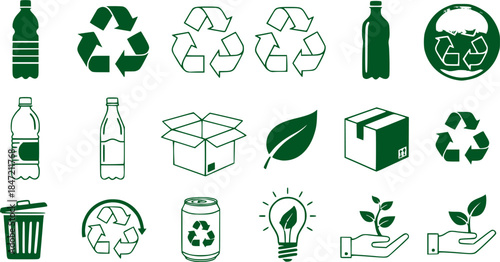 Recycle icon vector set. Recyclable materials illustration sign collection. Trash symbol. Eco logo. Recycle button web icons set. Ecology symbols