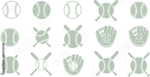 Softball vector icon set. baseball illustration sign collection. ball symbol or logo.
