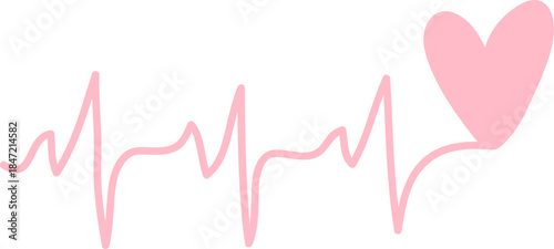 Heartbeat Line With Heart Doodle