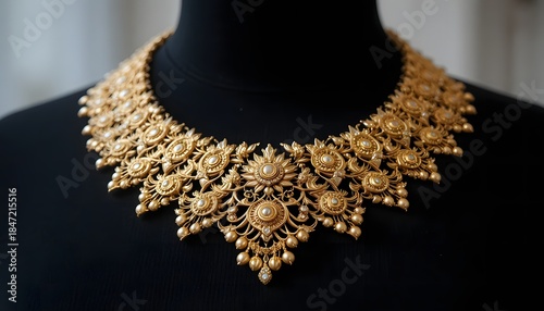Gold Necklace on Black mannequin