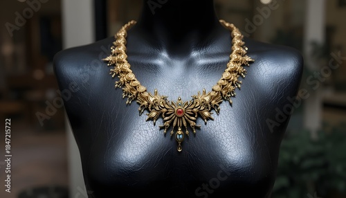 Gold Necklace on Black mannequin