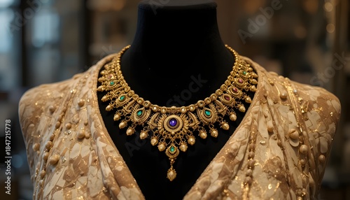 Gold Necklace on Black mannequin