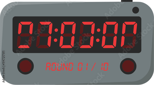 Digital electronic timer with a red LED display showing time.