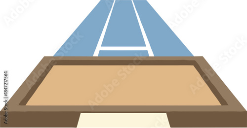 Vector illustration of a long jump sand pit and approach runway.