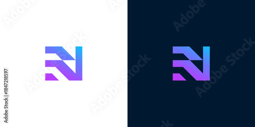Abstract geometric letter N logo with a modern vibrant gradient, perfect for technology, digital services, or professional branding, symbolizing innovation, progress, and corporate identity