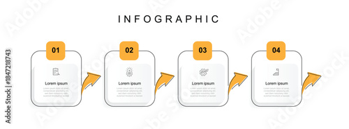 Design template infographic vector element with 4 step and icons. 