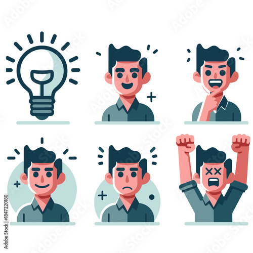 people idea bulb and victory