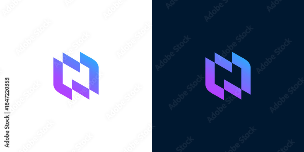 Fototapeta premium Modern Abstract Logo Design with Gradient Colors on White and Dark Backgrounds