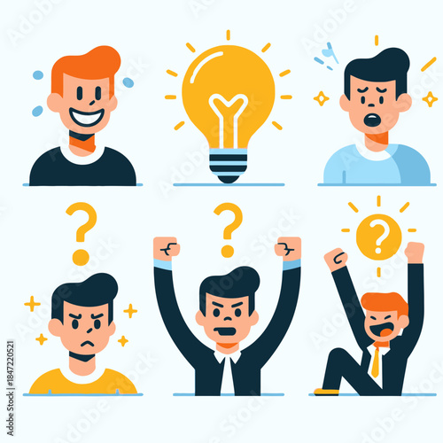 people idea bulb and victory