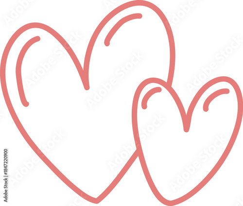 Heart Duo Outline Line Art