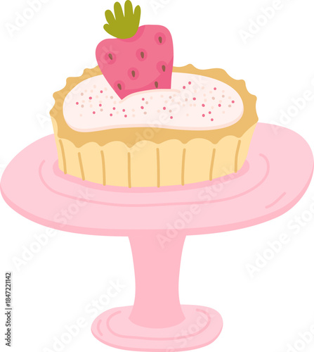 Tart On Cake Stand Cartoon