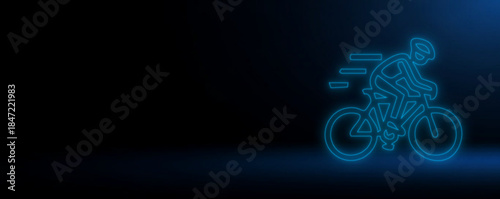 Neon Velocity: The Speed of Cycling, Digital Rider: High-Speed E-Bike Delivery, Electric Momentum: Blue Light Cyclist