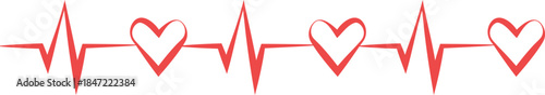 Heartbeat Line With Heart Seamless