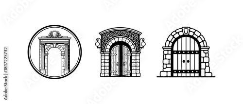 Black and White Archway Stone Gate Entrance Design