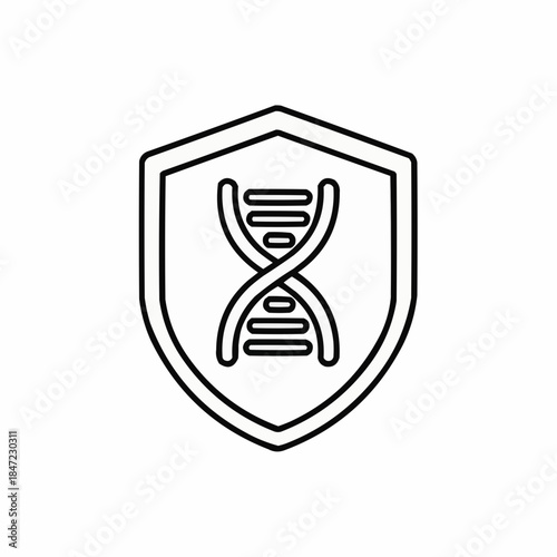 Genetic protection shield icon for secure biotechnology