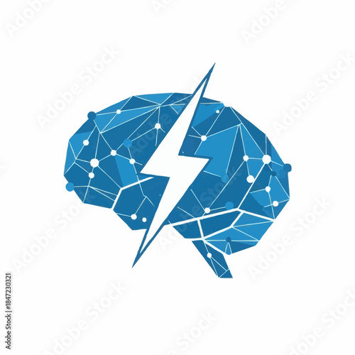 Innovative brain with lightning bolt symbolizing creativity and technology